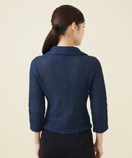 GYSGX01490 Sybilla(シビラ) ◆受注生産につき返品・交換・キャンセル不可◆ボタニカルガーデン刺繍メッシュ編みニットジャケット ネイビー