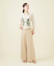 GYSGX01490 Sybilla(シビラ) ◆受注生産につき返品・交換・キャンセル不可◆ボタニカルガーデン刺繍メッシュ編みニットジャケット アイボリー