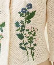 GYSGX01490 Sybilla(シビラ) ◆受注生産につき返品・交換・キャンセル不可◆ボタニカルガーデン刺繍メッシュ編みニットジャケット アイボリー