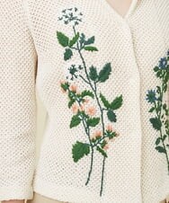 GYSGX01490 Sybilla(シビラ) ◆受注生産につき返品・交換・キャンセル不可◆ボタニカルガーデン刺繍メッシュ編みニットジャケット アイボリー