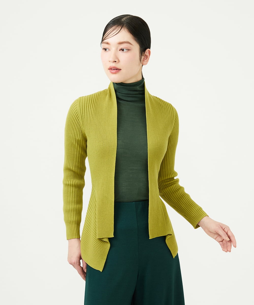 GYSJF01270 Sybilla(シビラ) ◆受注生産◆リブカーディガン イエローグリーン