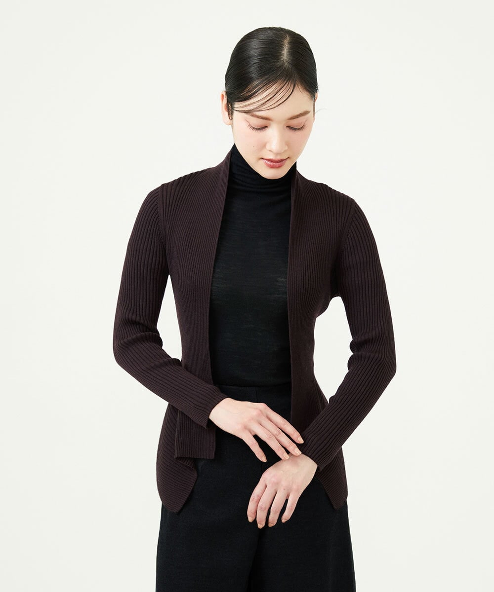 GYSJF01270 Sybilla(シビラ) ◆受注生産◆リブカーディガン ダークブラウン