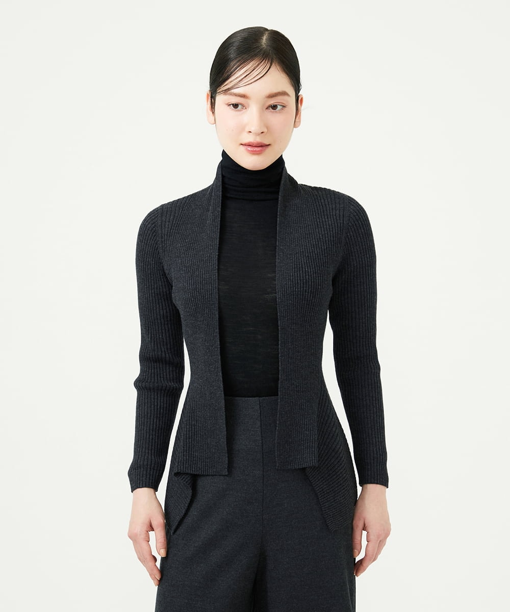 GYSJF01270 Sybilla(シビラ) ◆受注生産◆リブカーディガン ダークグレー