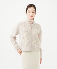 GYSVF01100 Sybilla(シビラ) ◆受注生産◆フラワーアップリケニットブルゾン ベージュ