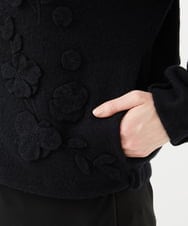 GYSVF01100 Sybilla(シビラ) ◆受注生産◆フラワーアップリケニットブルゾン ブラック
