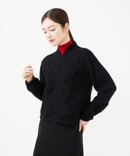 GYSVF01100 Sybilla(シビラ) ◆受注生産◆フラワーアップリケニットブルゾン ブラック