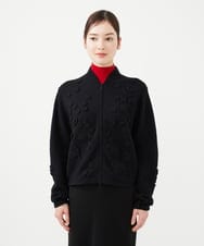 GYSVF01100 Sybilla(シビラ) ◆受注生産◆フラワーアップリケニットブルゾン ブラック