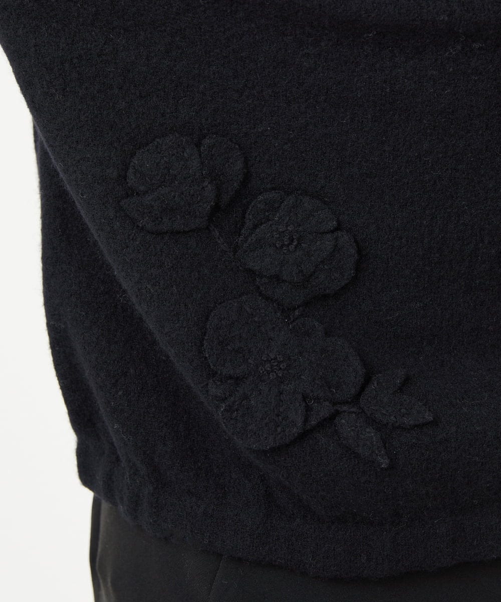 GYSVF01100 Sybilla(シビラ) ◆受注生産◆フラワーアップリケニットブルゾン ブラック