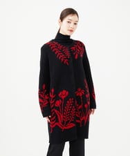 GYSVF02130 Sybilla(シビラ) ◆受注生産◆ボタニカル柄ニットコート ブラック