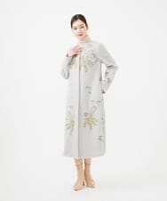 GYUVF01160 Sybilla(シビラ) ◆受注生産◆ブーケフラワー刺繍コート ライトグレー
