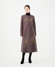 GYUVF01160 Sybilla(シビラ) ◆受注生産◆ブーケフラワー刺繍コート グレイッシュブラウン