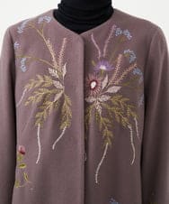 GYUVF01160 Sybilla(シビラ) ◆受注生産◆ブーケフラワー刺繍コート グレイッシュブラウン