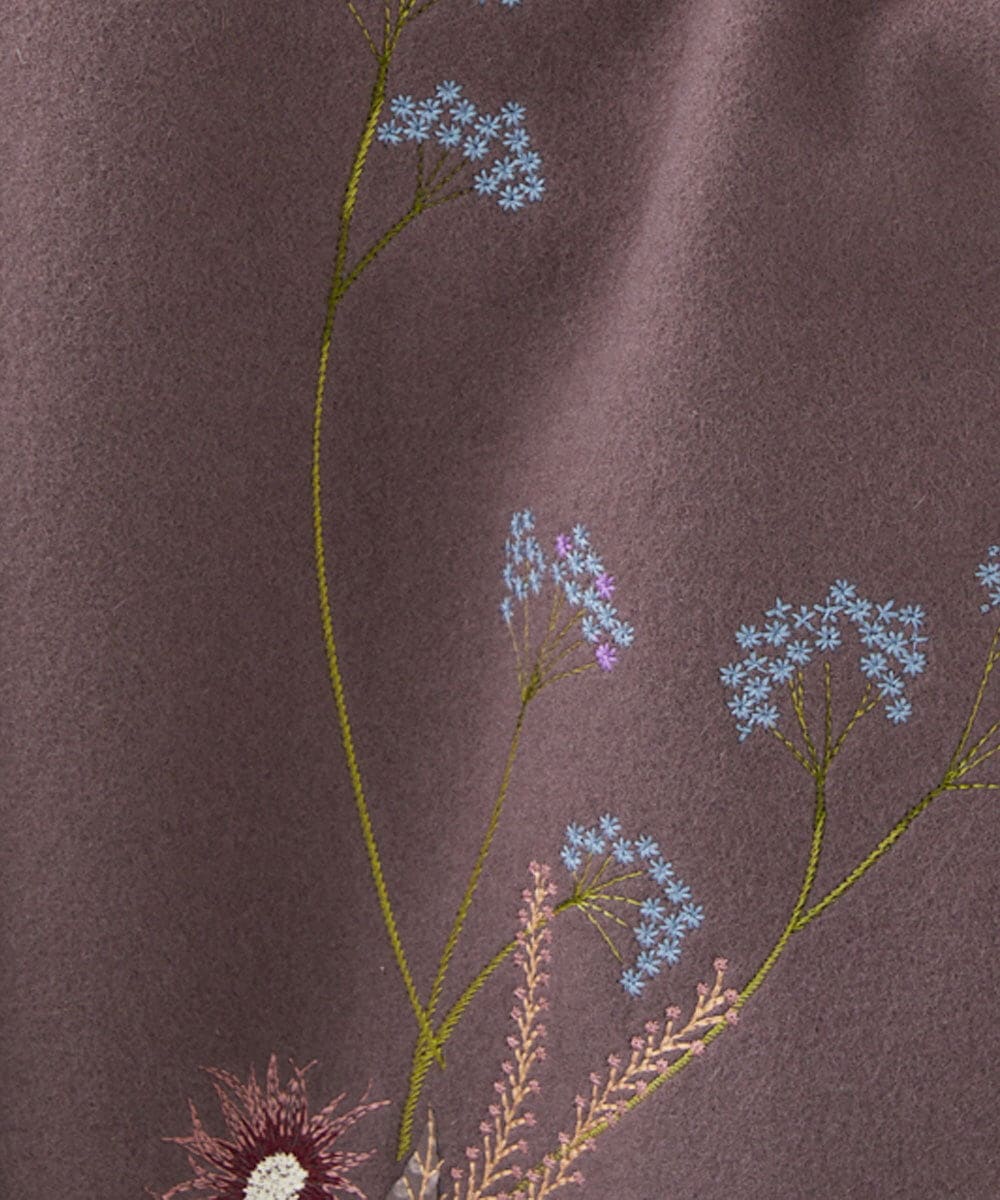 GYUVF01160 Sybilla(シビラ) ◆受注生産◆ブーケフラワー刺繍コート グレイッシュブラウン