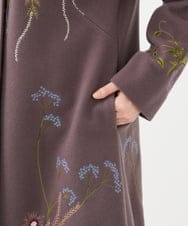 GYUVF01160 Sybilla(シビラ) ◆受注生産◆ブーケフラワー刺繍コート グレイッシュブラウン