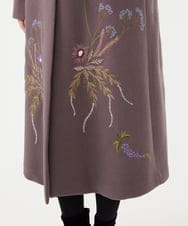 GYUVF01160 Sybilla(シビラ) ◆受注生産◆ブーケフラワー刺繍コート グレイッシュブラウン