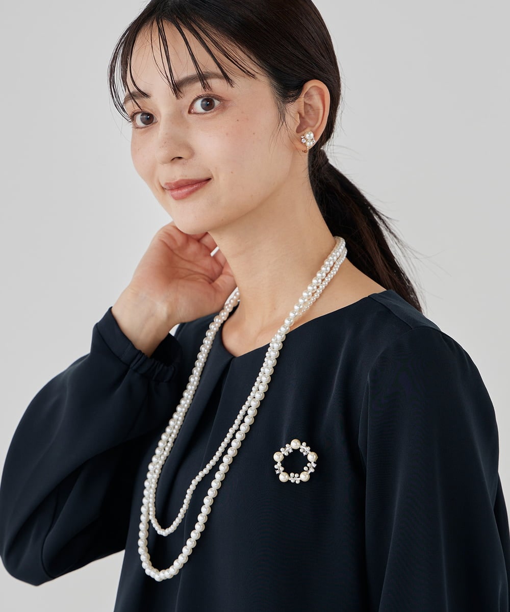 K12CD01029 a.v.v(アー・ヴェ・ヴェ) パール調二連ネックレス ゴールド