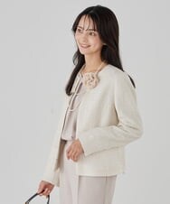 K12CD05039 a.v.v(アー・ヴェ・ヴェ) コサージュ付き二連ネックレス ベージュ