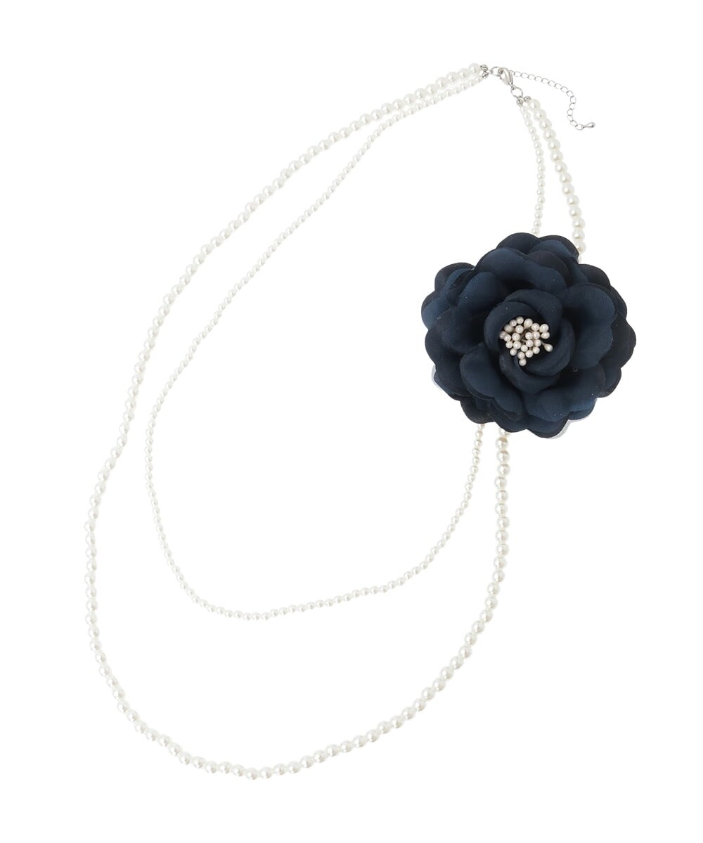 K12CD05039 a.v.v(アー・ヴェ・ヴェ) コサージュ付き二連ネックレス ベージュ