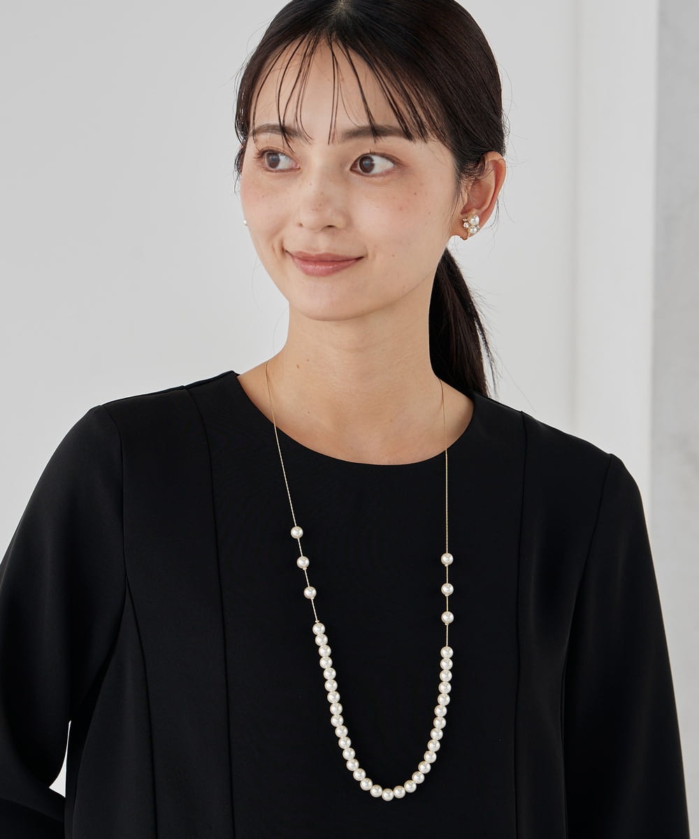 K12CD06024 a.v.v(アー・ヴェ・ヴェ) パール調チェーンロングネックレス ゴールド