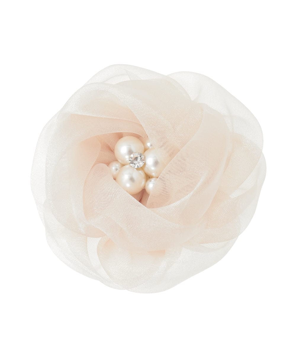 K12CD08029 a.v.v(アー・ヴェ・ヴェ) チュールフラワーコサージュ ライトグレー