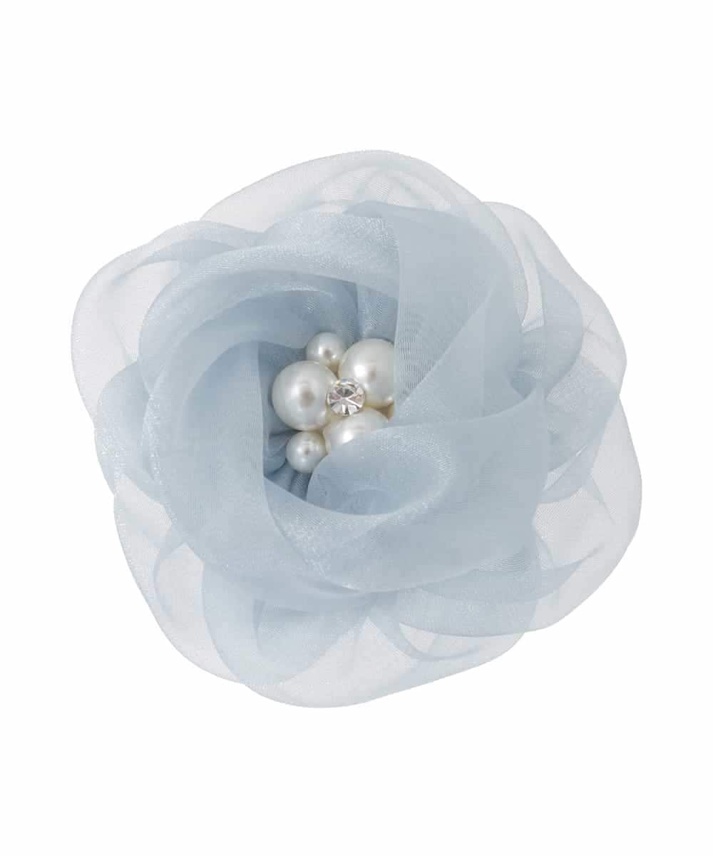 K12CD08029 a.v.v(アー・ヴェ・ヴェ) チュールフラワーコサージュ ライトグレー