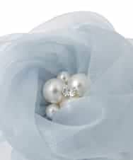 K12CD08029 a.v.v(アー・ヴェ・ヴェ) チュールフラワーコサージュ ライトグレー