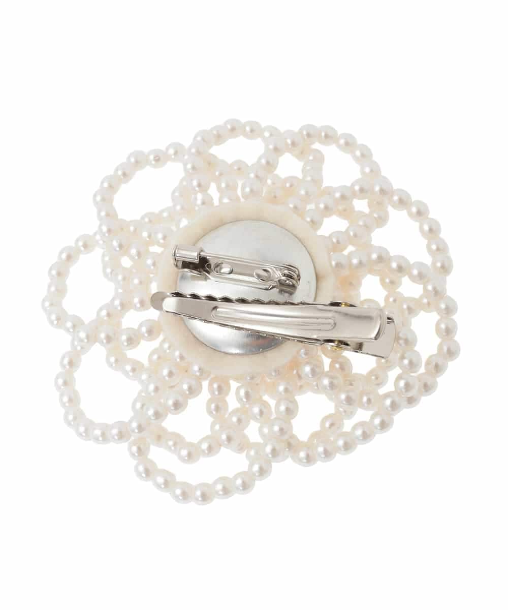 K12CD10029 a.v.v(アー・ヴェ・ヴェ) パール調フラワーコサージュ ホワイト