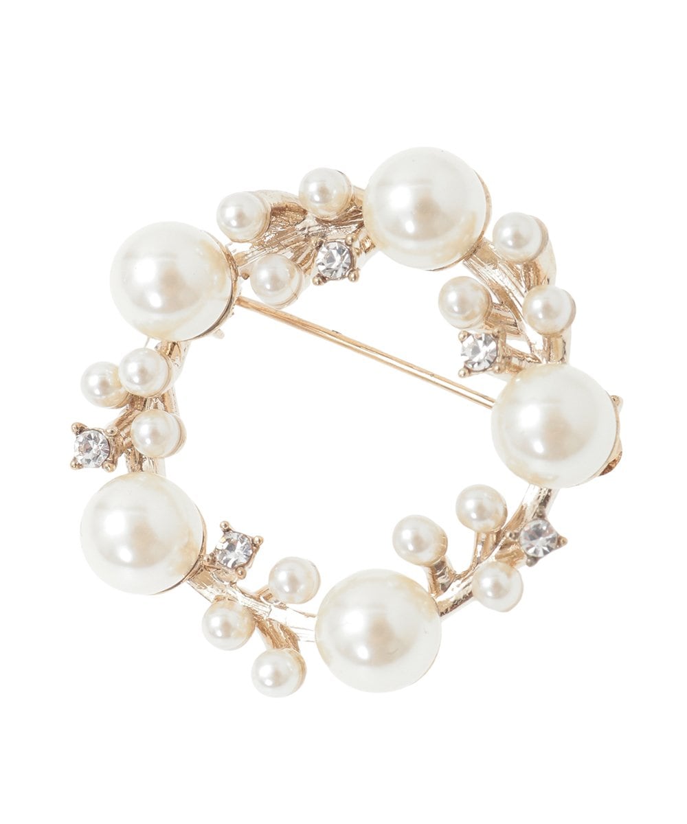 K12CD12024 a.v.v(アー・ヴェ・ヴェ) パール調サークルブローチ シルバー