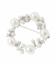 K12CD12024 a.v.v(アー・ヴェ・ヴェ) パール調サークルブローチ シルバー