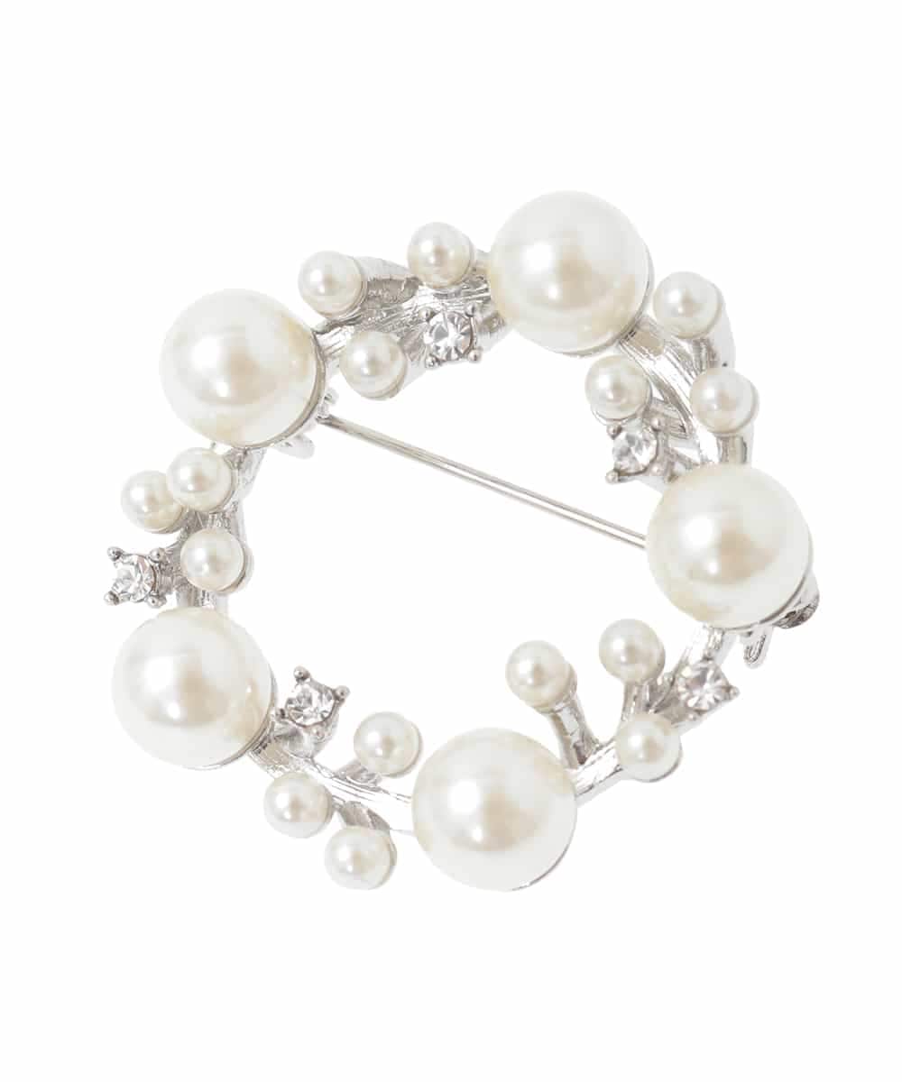 K12CD12024 a.v.v(アー・ヴェ・ヴェ) パール調サークルブローチ シルバー