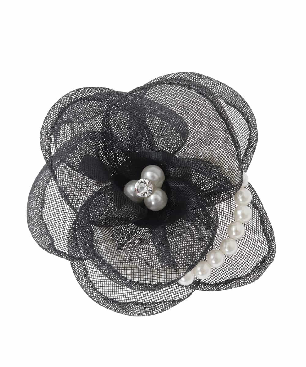 K12CD16029 a.v.v(アー・ヴェ・ヴェ) メッシュフラワーコサージュ ブラック