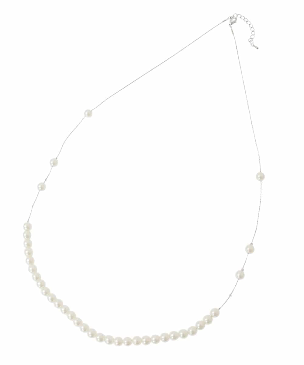 K12CD26024 a.v.v(アー・ヴェ・ヴェ) アシンメトリーパール調ネックレス シルバー