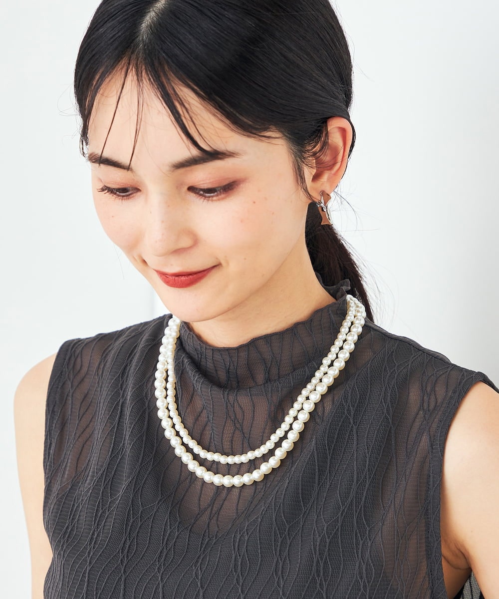 K12TA01029 a.v.v(アー・ヴェ・ヴェ) パール調二連ネックレス ゴールド