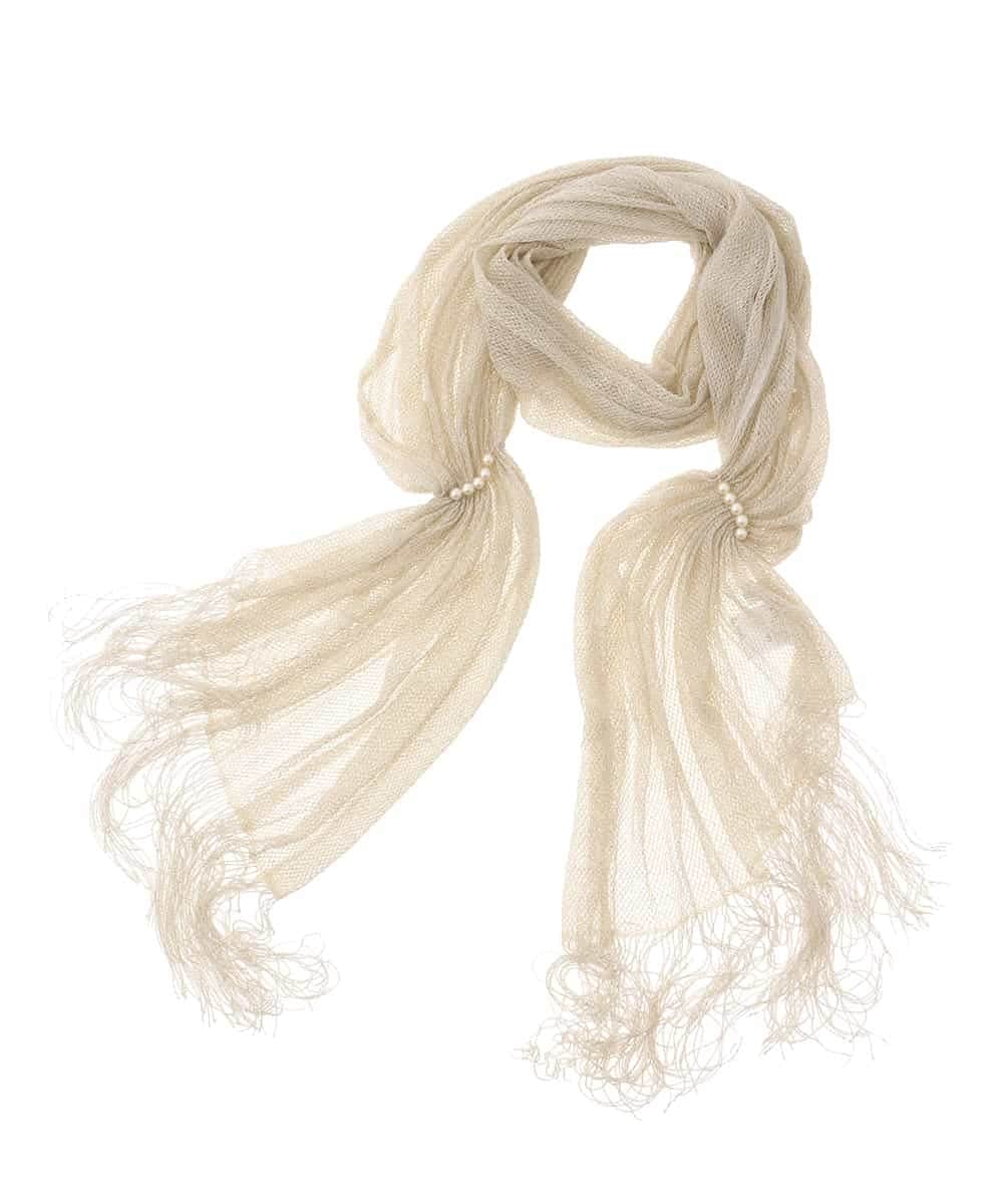 K13GD01039 a.v.v(アー・ヴェ・ヴェ) ラメラッセルパール調モチーフストール ゴールド