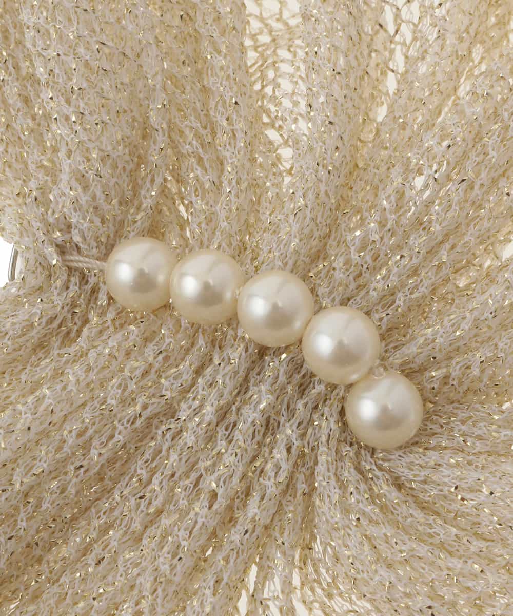 K13GD01039 a.v.v(アー・ヴェ・ヴェ) ラメラッセルパール調モチーフストール ゴールド