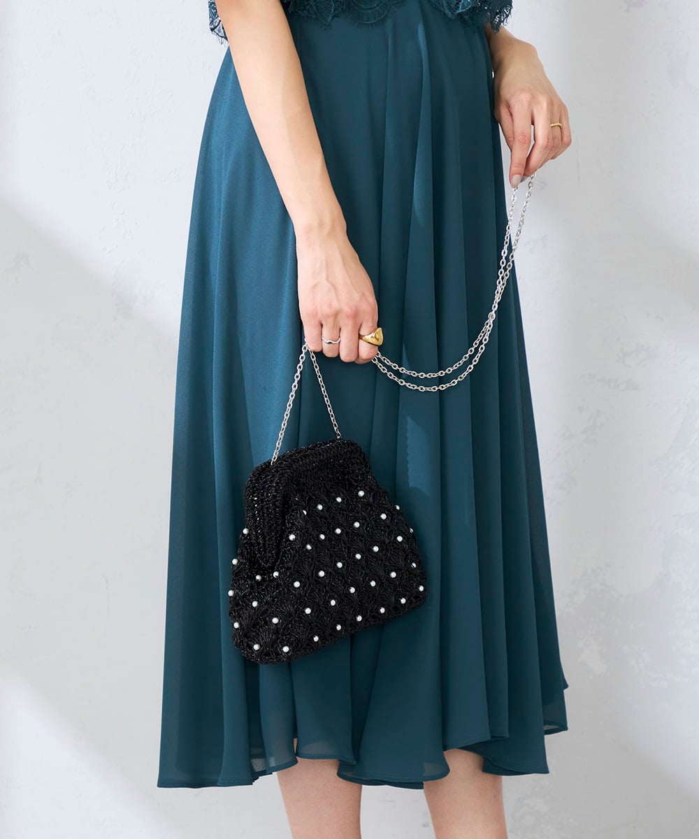 K15GD11045 a.v.v(アー・ヴェ・ヴェ) パール調編みバッグ ブラック