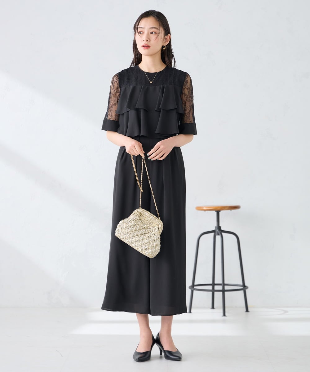 K15GD11045 a.v.v(アー・ヴェ・ヴェ) パール調編みバッグ ブラック