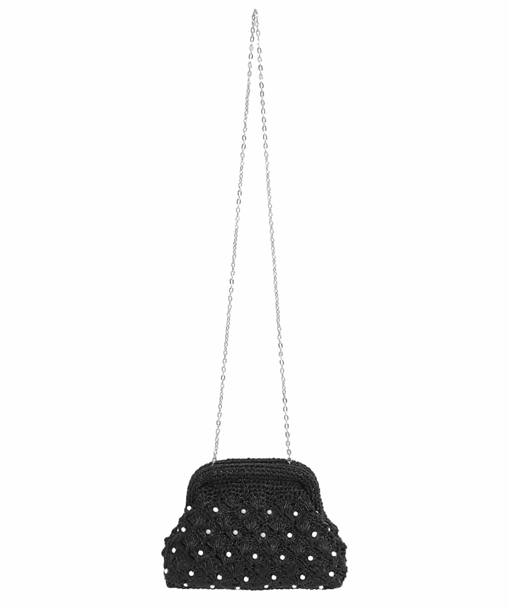 K15GD11045 a.v.v(アー・ヴェ・ヴェ) パール調編みバッグ ブラック