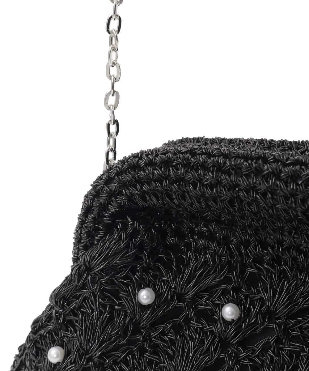 K15GD11045 a.v.v(アー・ヴェ・ヴェ) パール調編みバッグ ブラック