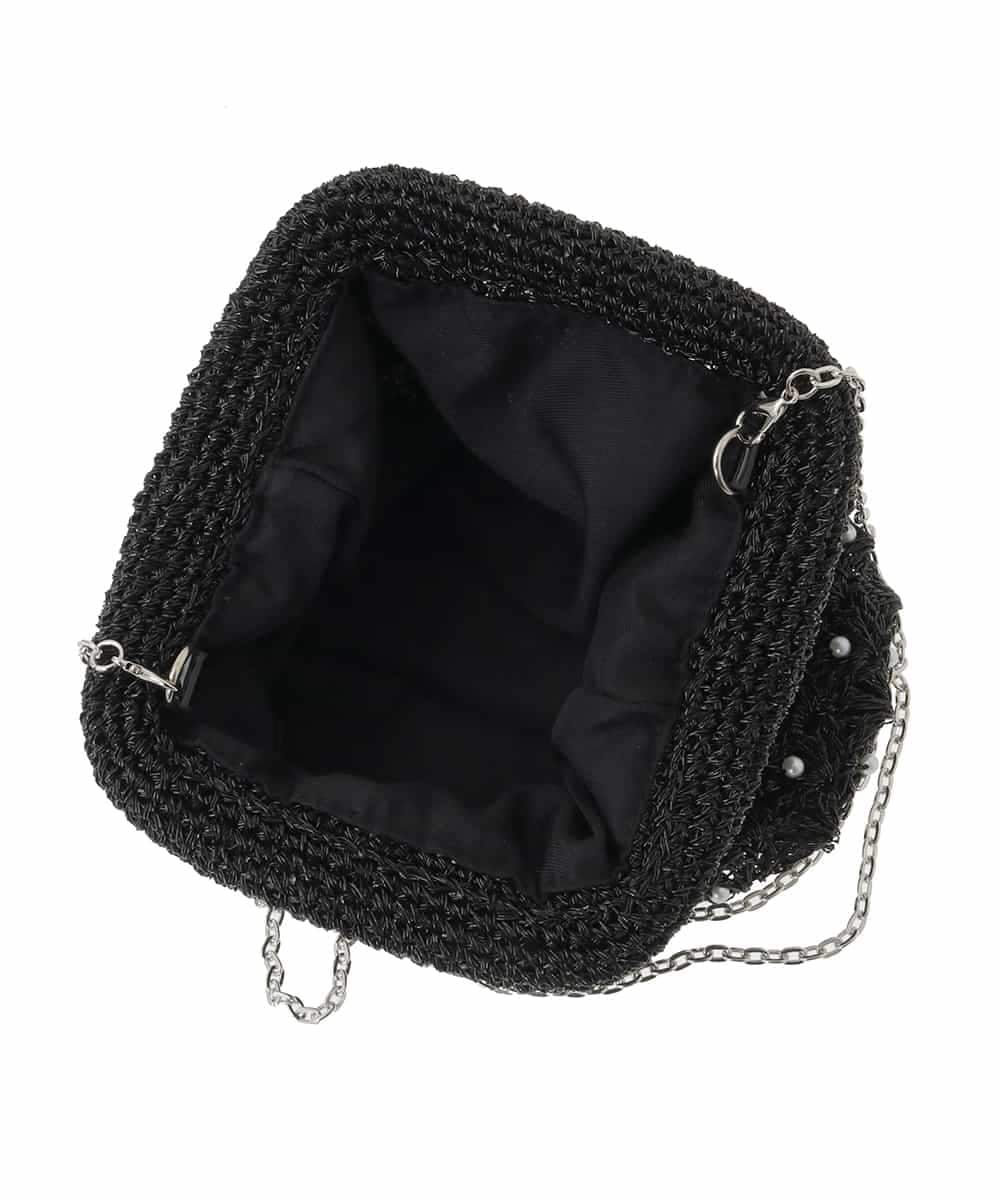 K15GD11045 a.v.v(アー・ヴェ・ヴェ) パール調編みバッグ ブラック