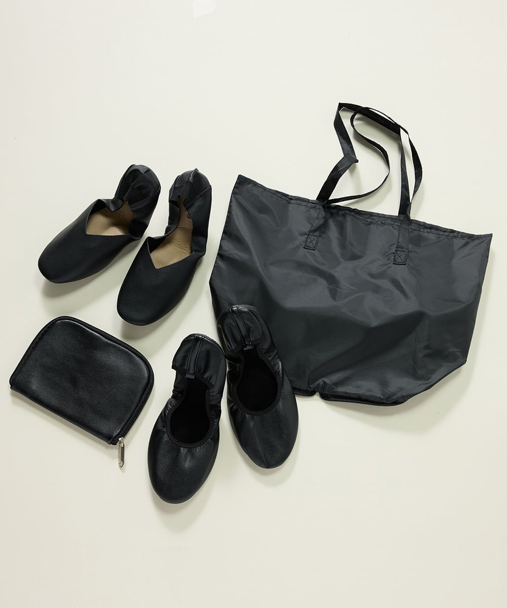 K1YCD02034 a.v.v(アー・ヴェ・ヴェ) ポーチ付き携帯バレエシューズ ブラック