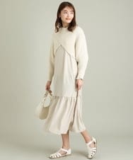 K2AFS01089 a.v.v(アー・ヴェ・ヴェ) 【2SET】クロスニット×ティアードワンピース アイボリー
