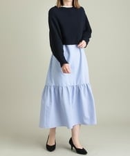 K2AFS01089 a.v.v(アー・ヴェ・ヴェ) 【2SET】クロスニット×ティアードワンピース アイボリー