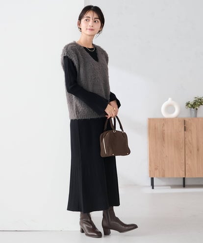 K2AKA01089 a.v.v 【2SET】フェザーベスト×フレアニットワンピース