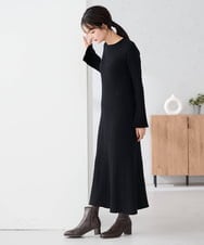 K2AKA01089 a.v.v(アー・ヴェ・ヴェ) 【2SET】フェザーベスト×フレアニットワンピース ブラック