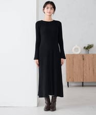 K2AKA01089 a.v.v(アー・ヴェ・ヴェ) 【2SET】フェザーベスト×フレアニットワンピース ブラック