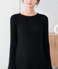 K2AKA01089 a.v.v(アー・ヴェ・ヴェ) 【2SET】フェザーベスト×フレアニットワンピース ブラック