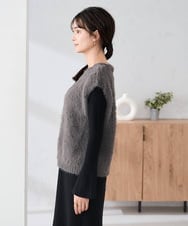 K2AKA01089 a.v.v(アー・ヴェ・ヴェ) 【2SET】フェザーベスト×フレアニットワンピース ブラック