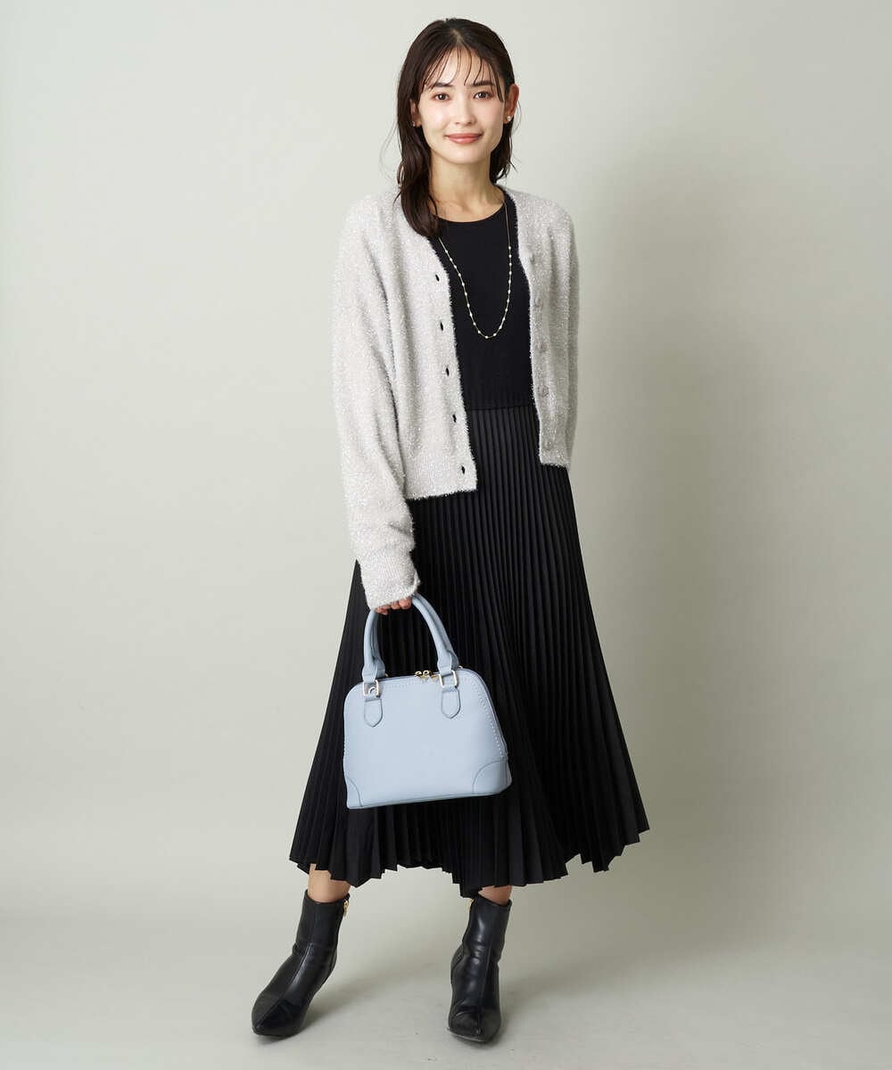 K2ALS07099 a.v.v(アー・ヴェ・ヴェ) プリーツドッキングニットワンピース ブラック