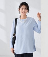 K2BBD14034 a.v.v(アー・ヴェ・ヴェ) ノーカラーカフスブラウス ライトブルー